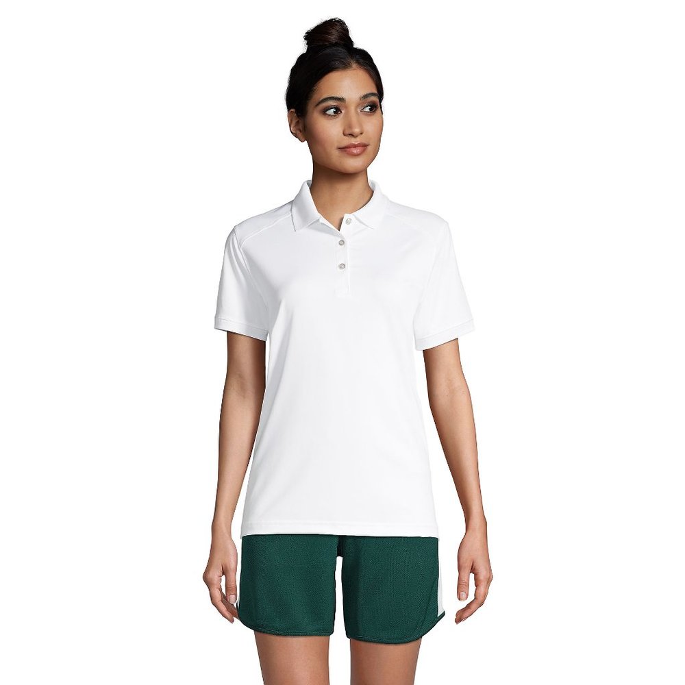 Lands' End Women's White Short Sleeve Rapid Dry Polo, W, NWT